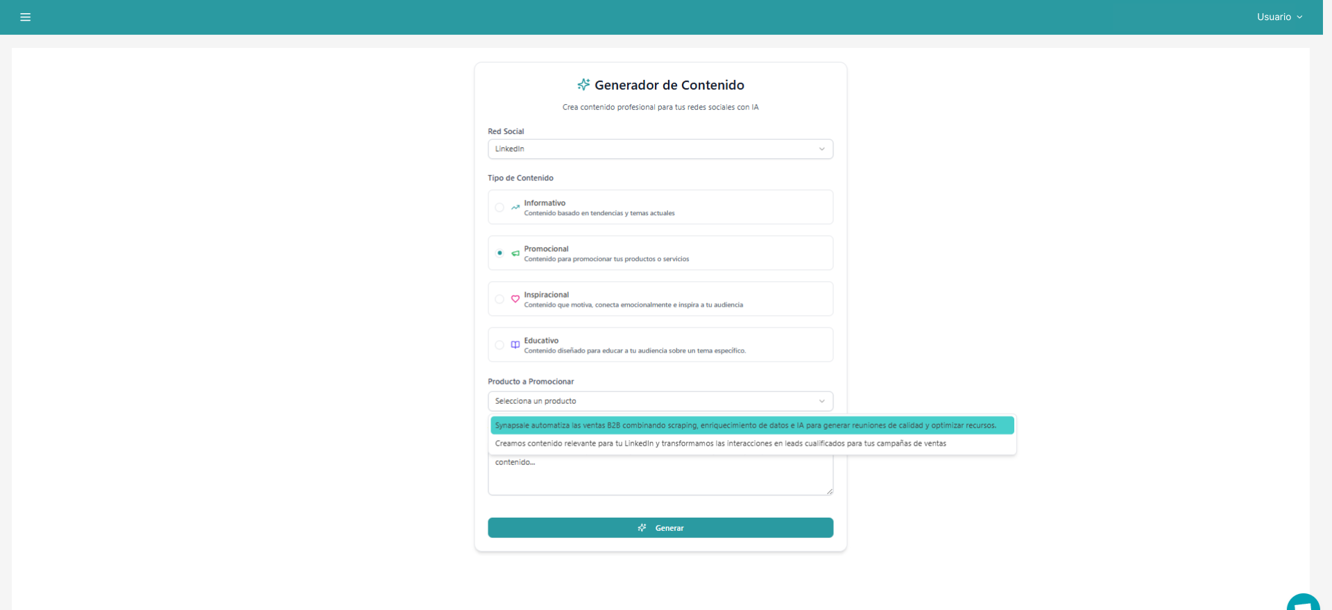Detalle de perfil enriquecido en Synapsale